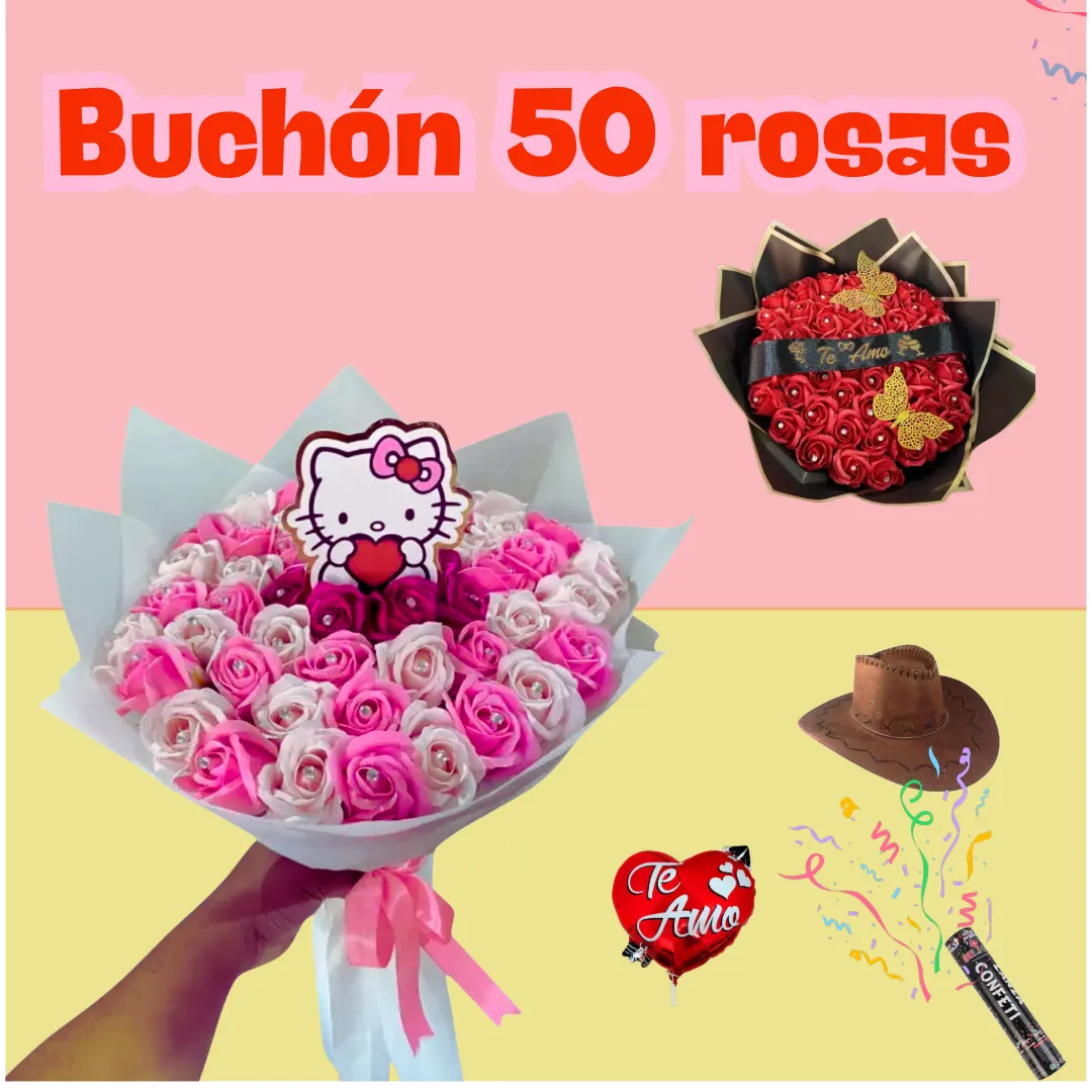 Ramo 50 Flores Eternas (rosas de jabón)