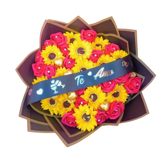 Ramo Buchón 50  Girasoles y Rosas – Pura Energía y Amor