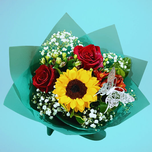 Ramo girasol y rosas