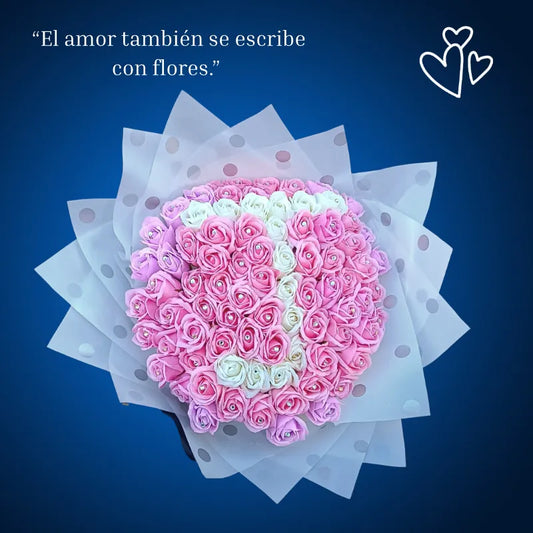 Ramo Buchón 80 rosas con letra inicial