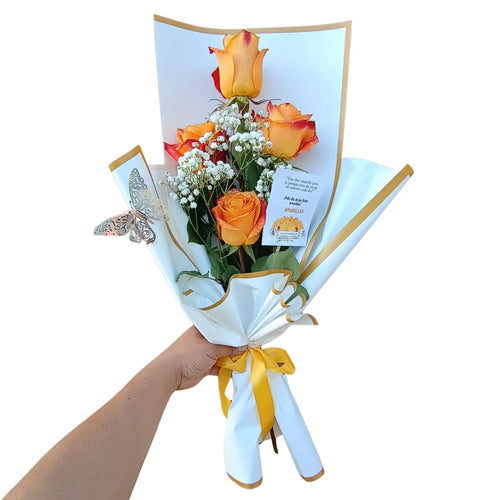 Ramo de 4 rosas amarillas