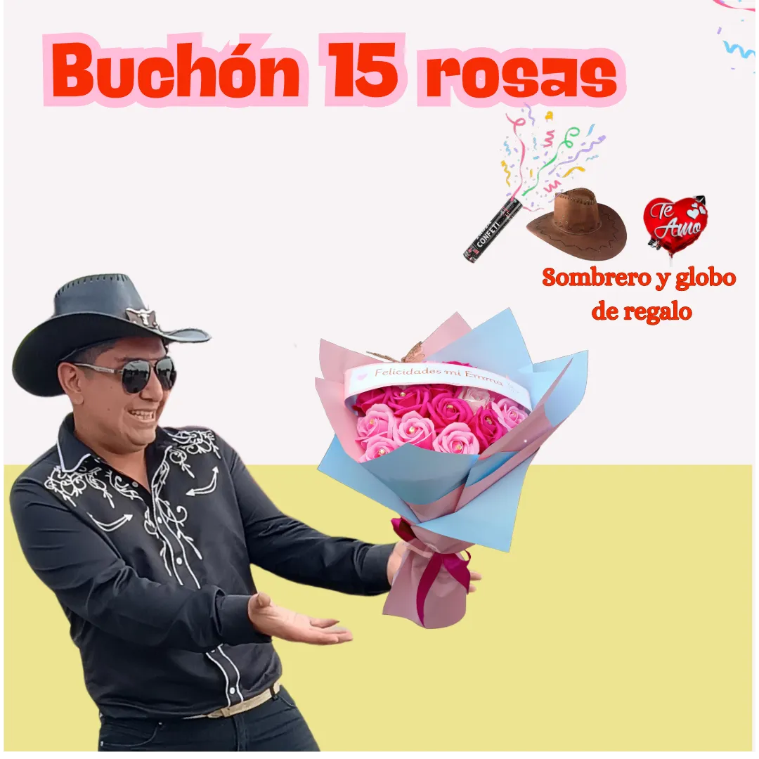 Ramo  15 Flores Eternas (rosas de jabón)