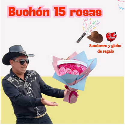 Ramo  15 Flores Eternas (rosas de jabón)