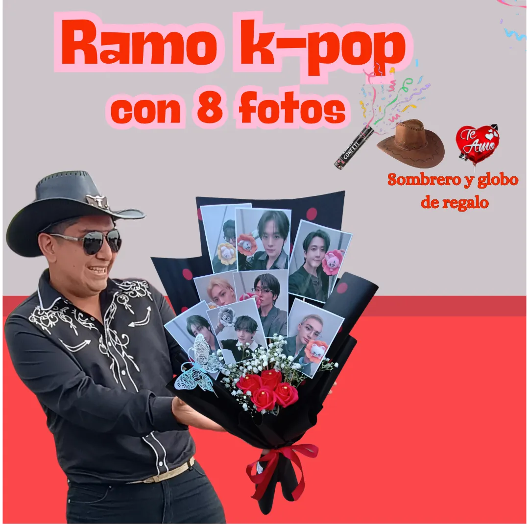 Ramo  k-pop  Flores Eternas con  fotos