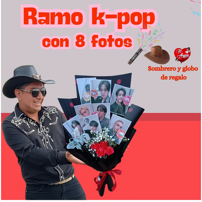 Ramo  k-pop  Flores Eternas con  fotos