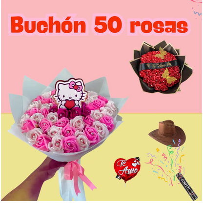 Ramo 50 Flores Eternas (rosas de jabón)