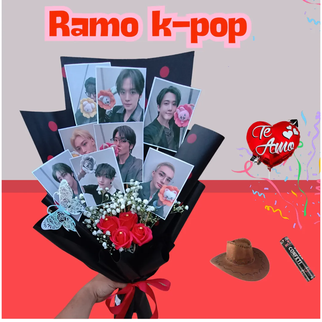 Ramo  k-pop  Flores Eternas con  fotos