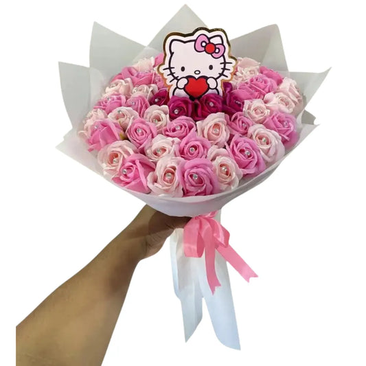 Ramo Buchón Hello Kitty  50 rosas – ¡Ternura que Enamora!