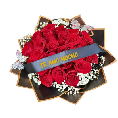 FLORES EL PATRÓN SANTIAGO, RAMO BUCHON 25 ROSAS