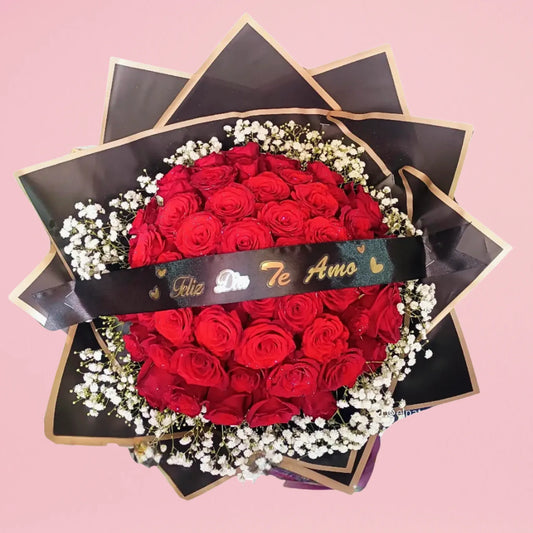 RAMO BUCHON 50 ROSAS NATURALES