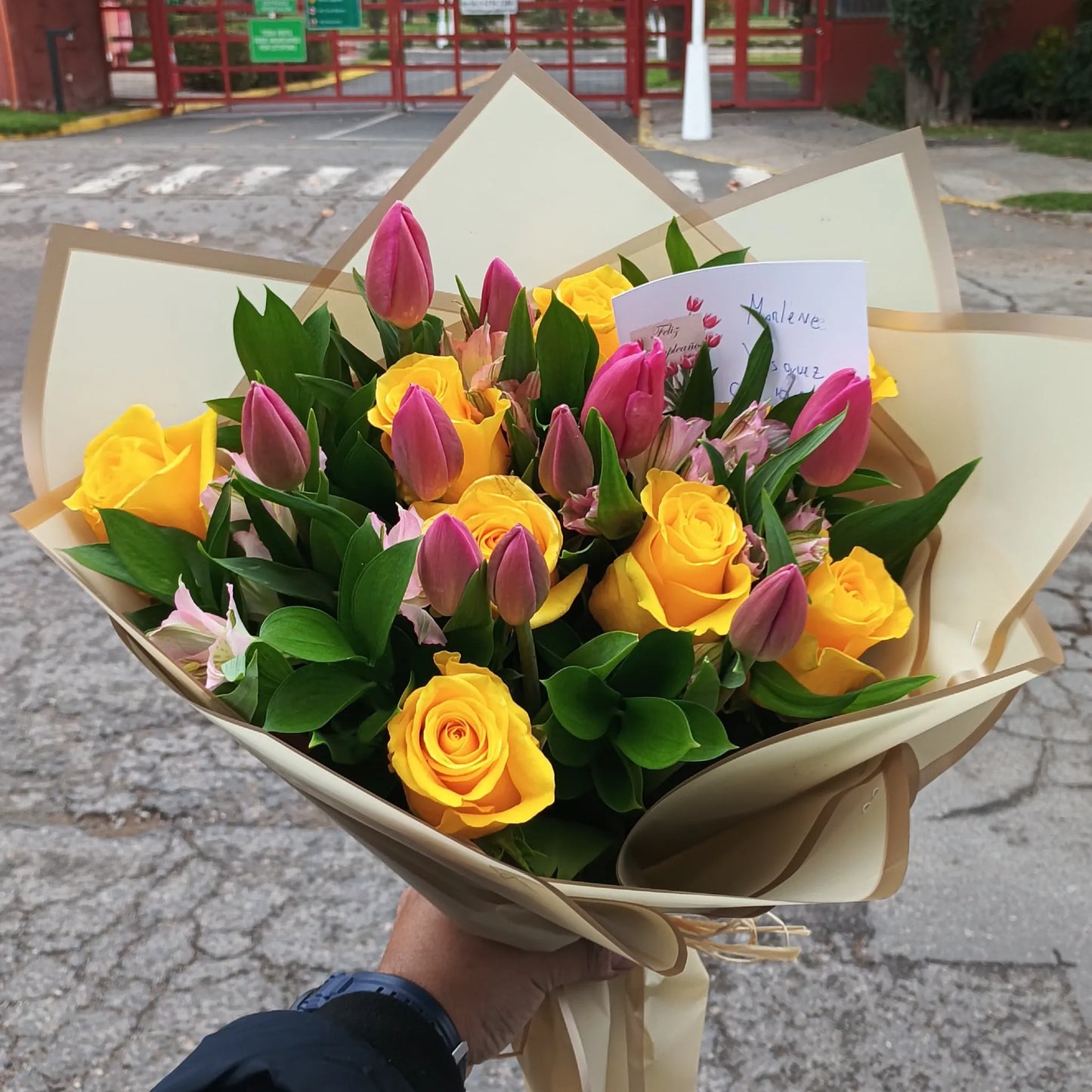 Ramo de 10 Tulipanes y 8 Rosas