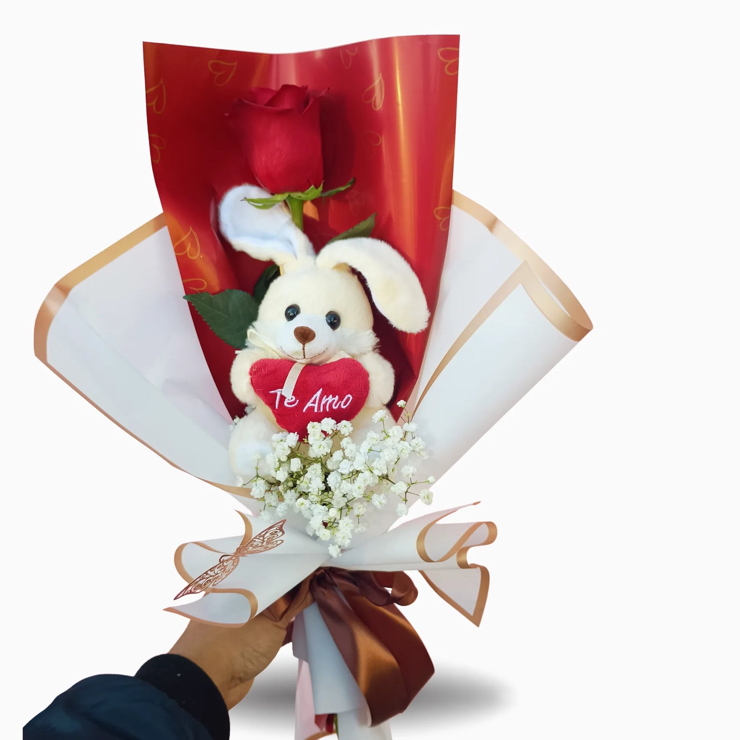 Ramo rosa y peluche